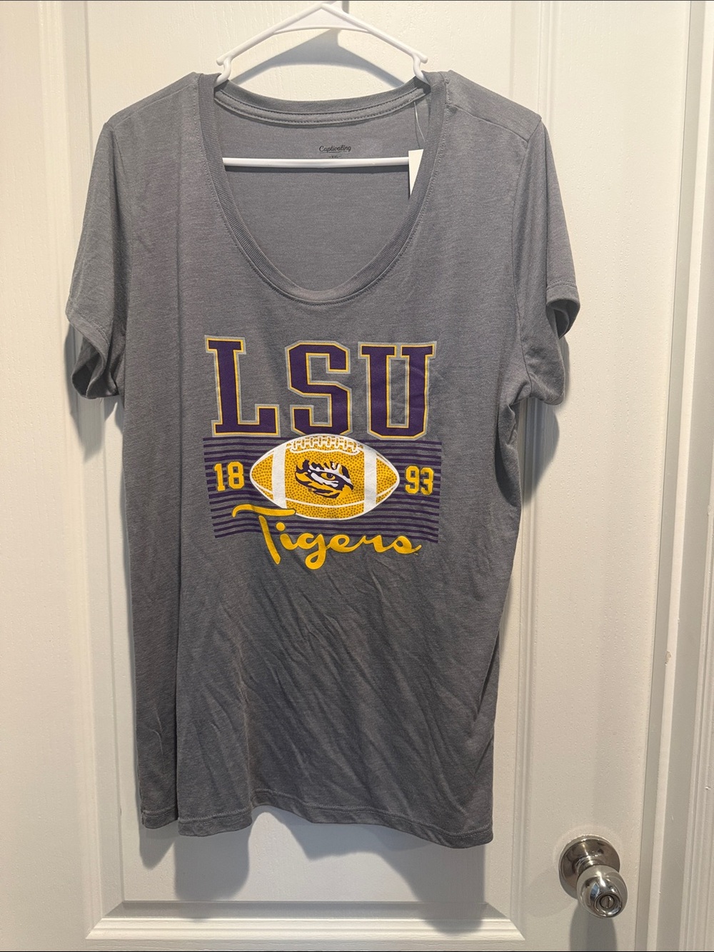 LSU Tigers Gray Scoop Neck Tee - Collegiate Short Sleeve